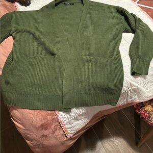 Green Oversized Open Front Cardigan